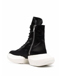 Baskets montantes en toile noires et blanches Rick Owens DRKSHDW