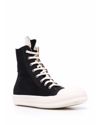 Baskets montantes en toile noires et blanches Rick Owens