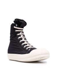 Baskets montantes en toile noires et blanches Rick Owens