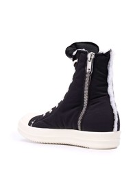 Baskets montantes en toile noires et blanches Rick Owens