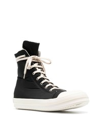 Baskets montantes en toile noires et blanches Rick Owens DRKSHDW