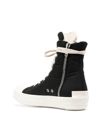 Baskets montantes en toile noires et blanches Rick Owens DRKSHDW