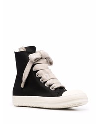 Baskets montantes en toile noires et blanches Rick Owens DRKSHDW