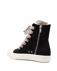 Baskets montantes en toile noires et blanches Rick Owens DRKSHDW