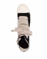 Baskets montantes en toile noires et blanches Rick Owens DRKSHDW