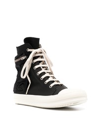 Baskets montantes en toile noires et blanches Rick Owens