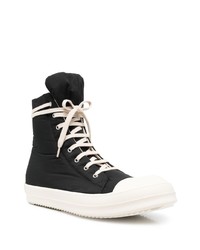 Baskets montantes en toile noires et blanches Rick Owens DRKSHDW