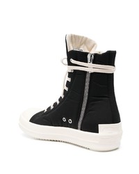 Baskets montantes en toile noires et blanches Rick Owens DRKSHDW