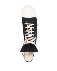 Baskets montantes en toile noires et blanches Rick Owens DRKSHDW