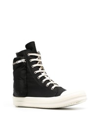 Baskets montantes en toile noires et blanches Rick Owens DRKSHDW