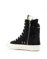 Baskets montantes en toile noires et blanches Rick Owens DRKSHDW