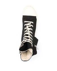 Baskets montantes en toile noires et blanches Rick Owens DRKSHDW