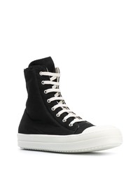 Baskets montantes en toile noires et blanches Rick Owens DRKSHDW