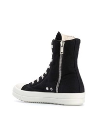 Baskets montantes en toile noires et blanches Rick Owens DRKSHDW