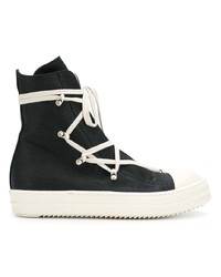 Baskets montantes en toile noires et blanches Rick Owens DRKSHDW