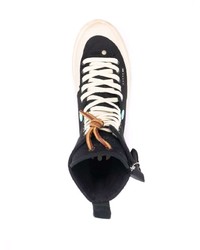 Baskets montantes en toile noires et blanches Superga