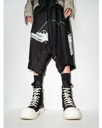 Baskets montantes en toile noires et blanches Rick Owens DRKSHDW