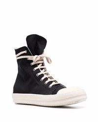 Baskets montantes en toile noires et blanches Rick Owens DRKSHDW