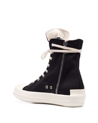 Baskets montantes en toile noires et blanches Rick Owens DRKSHDW