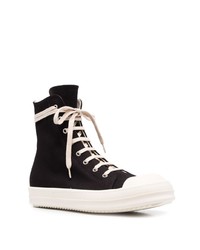 Baskets montantes en toile noires et blanches Rick Owens DRKSHDW