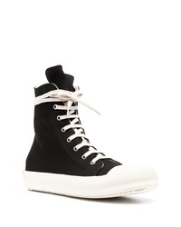 Baskets montantes en toile noires et blanches Rick Owens DRKSHDW