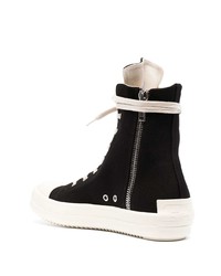 Baskets montantes en toile noires et blanches Rick Owens DRKSHDW