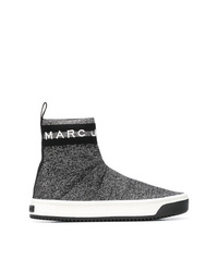 Baskets montantes en toile noires et blanches Marc Jacobs