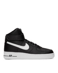 Baskets montantes en toile noires et blanches Nike