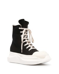 Baskets montantes en toile noires et blanches Rick Owens DRKSHDW