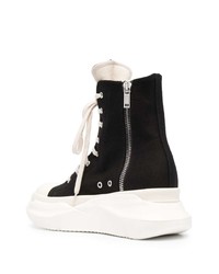 Baskets montantes en toile noires et blanches Rick Owens DRKSHDW