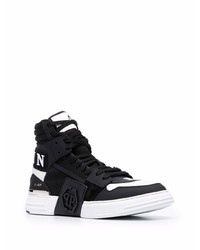 Baskets montantes en toile noires et blanches Philipp Plein