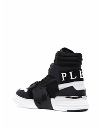 Baskets montantes en toile noires et blanches Philipp Plein