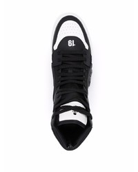 Baskets montantes en toile noires et blanches Philipp Plein