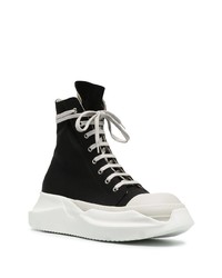 Baskets montantes en toile noires et blanches Rick Owens DRKSHDW