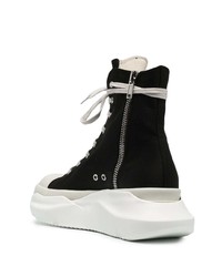 Baskets montantes en toile noires et blanches Rick Owens DRKSHDW