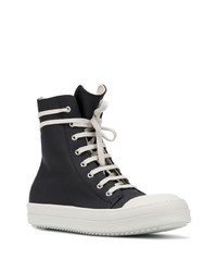 Baskets montantes en toile noires et blanches Rick Owens DRKSHDW