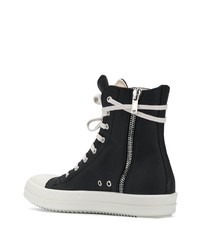 Baskets montantes en toile noires et blanches Rick Owens DRKSHDW