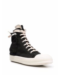 Baskets montantes en toile noires et blanches Rick Owens DRKSHDW