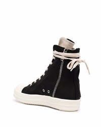 Baskets montantes en toile noires et blanches Rick Owens DRKSHDW