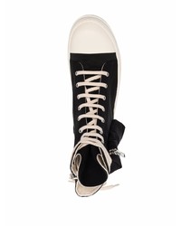 Baskets montantes en toile noires et blanches Rick Owens DRKSHDW