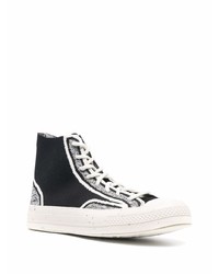 Baskets montantes en toile noires et blanches Converse