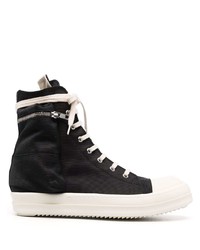 Baskets montantes en toile noires et blanches Rick Owens DRKSHDW