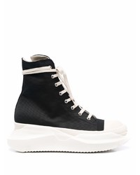 Baskets montantes en toile noires et blanches Rick Owens DRKSHDW