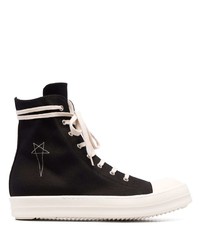 Baskets montantes en toile noires et blanches Rick Owens DRKSHDW