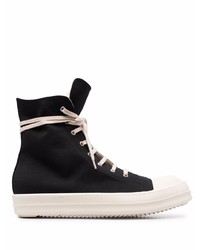 Baskets montantes en toile noires et blanches Rick Owens DRKSHDW