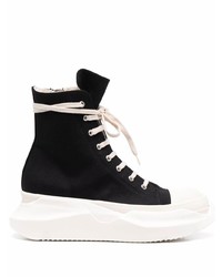 Baskets montantes en toile noires et blanches Rick Owens DRKSHDW