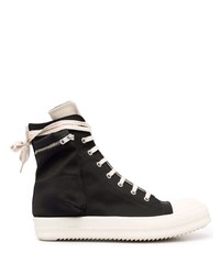 Baskets montantes en toile noires et blanches Rick Owens DRKSHDW