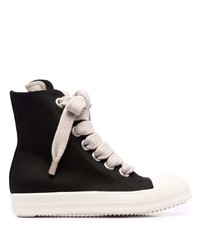 Baskets montantes en toile noires et blanches Rick Owens DRKSHDW