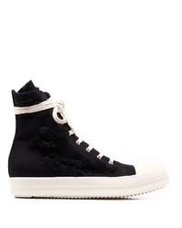 Baskets montantes en toile noires et blanches Rick Owens DRKSHDW