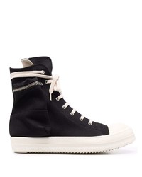 Baskets montantes en toile noires et blanches Rick Owens DRKSHDW